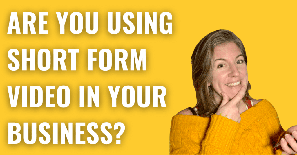 Emily from Yellow Tuxedo on a yellow background discussing using short form video content in your business