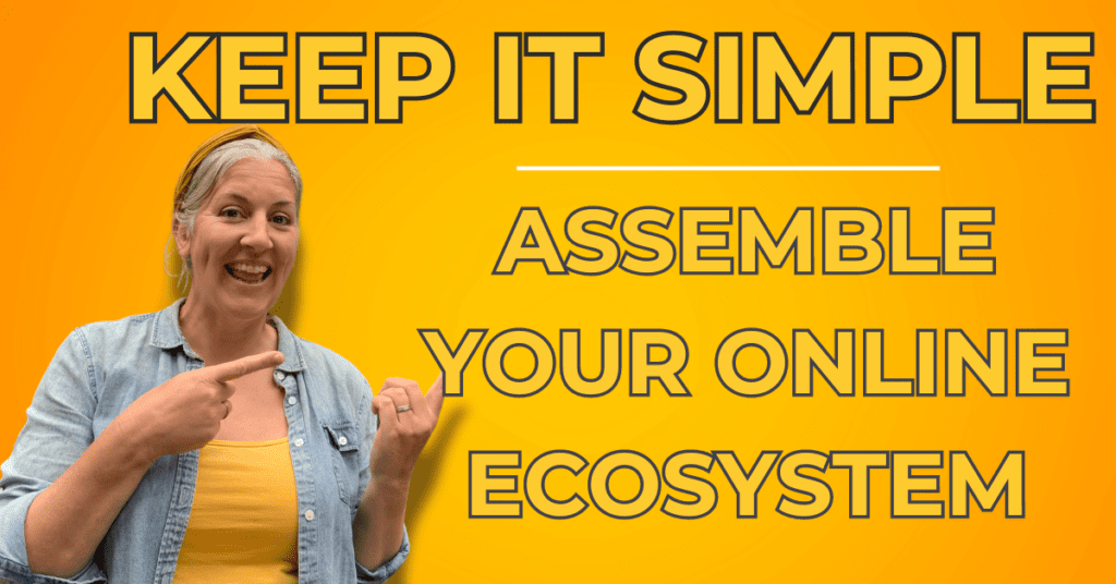 EMILY FROM YELLOW TUXEDO POINTS at a sign saying what is an online ecosystem