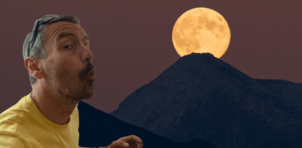 Alan howls at the full moon like a wolf for a blog titled: Full Moon Wobbles to Flow: The Power of Human Connection (and Voice Notes!)