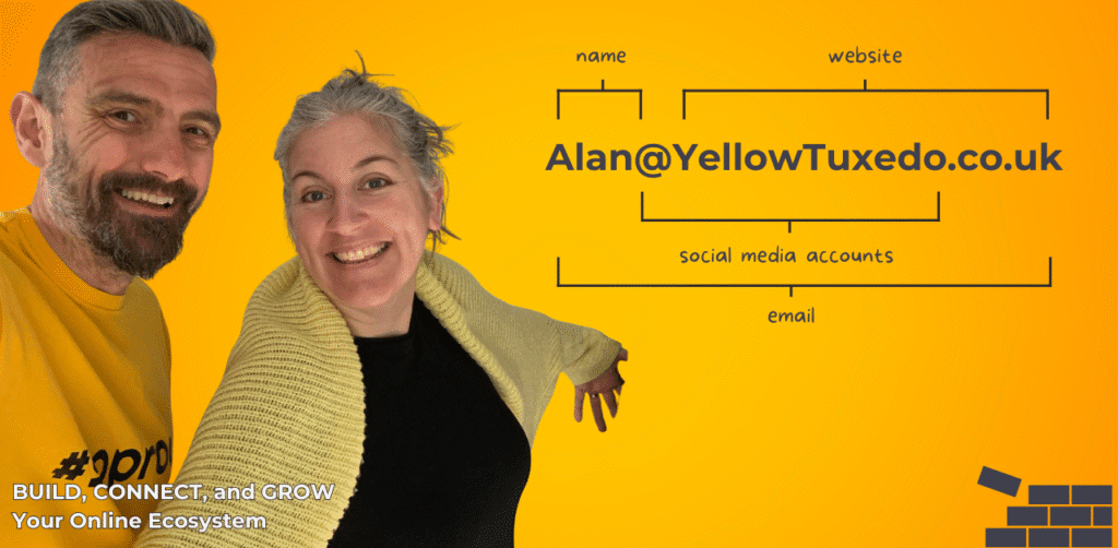 Emily & Alan from Yellow Tuxedo stand there looking silly as they talk about how to improve your online visibility as a small business.